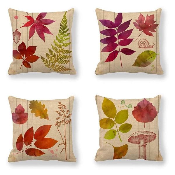 

pillow case autumn leaf linen pillowcase cushion cover modern minimalist air-hug covers suitable for home pillowcases