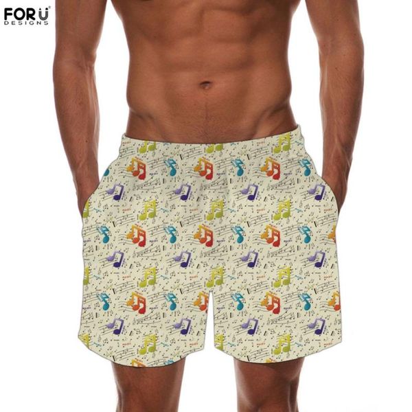 

forudesigns colorful music notes printing men casual shorts trunks quick dry lining plus size beach shorts for male home, White;black
