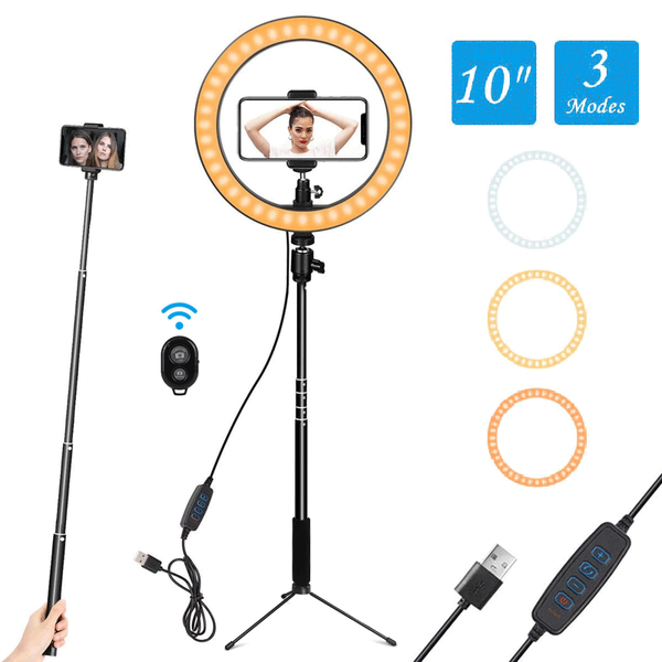 

flash heads 10inch circular ring lamp with stand youtube live pography product professional led selfie light phone holder