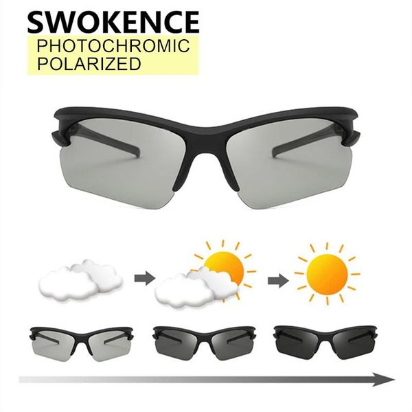 

sunglasses swokence brand anti rupture pochromic polarized men women classic design sports sun glasses fishing optics sc58, White;black