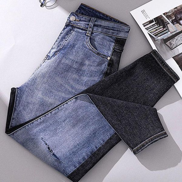 

plus size pachworkjeans woman autumn winter high waist denim jeans skinny ladies jeans oversize push up mom female clothes1, Blue