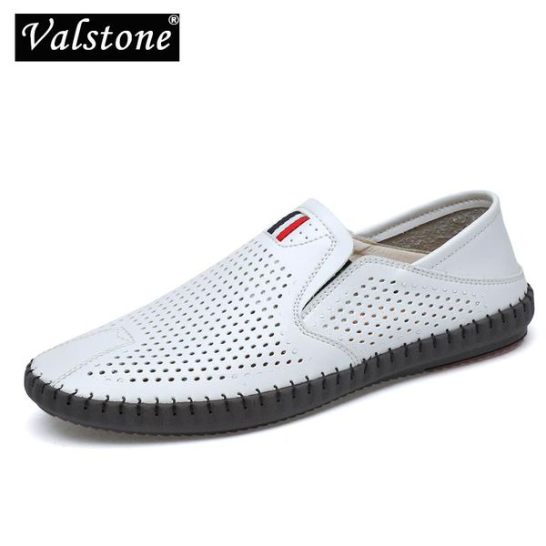 Valstone couro branco mocassins para homens microfibra deslizamento-em macio macho mocassins confortável casual respirável dirigindo homens sapatos