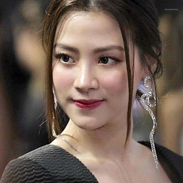 

new design shiny rhinestone geometric dangle earrings for women fashion jewelry bohemian statement earrings accessories, Silver