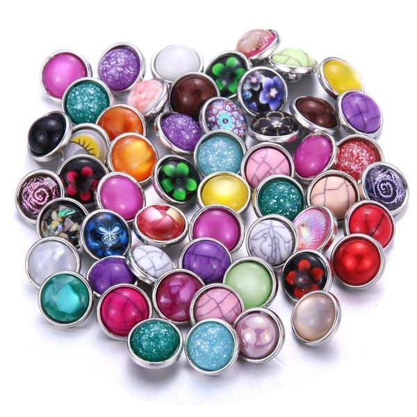 

new 10pcs lot mix style rhinestone 12mm 18mm resin metal snap buttons jewelry fit charm bracelets bangles for women man gift h qylwvy