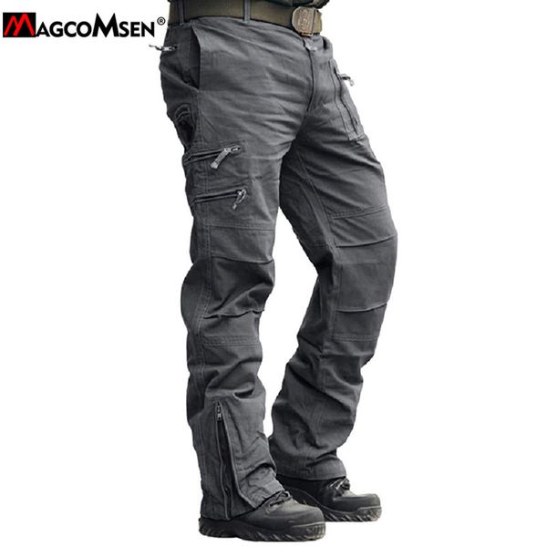 MAGCOMSEN Pantaloni cargo casual da uomo militari in cotone Pantaloni tattici da lavoro neri Pantaloni larghi da combattimento Airsoft da caccia Pantaloni da combattimento LJ201104