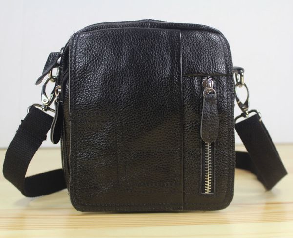 

new 100% genuine messenger bag bags of leather men handbag ombro body cruz lazer little occasional sack black m152, Black;red