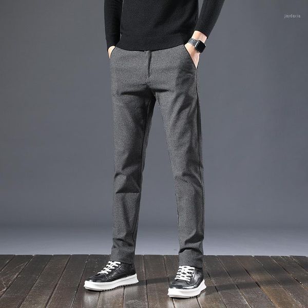 

2020 pants men casual elastic long trousers male cotton gray work pant men's gray blue autumn winter big size 28-38 trousers,8021, Black