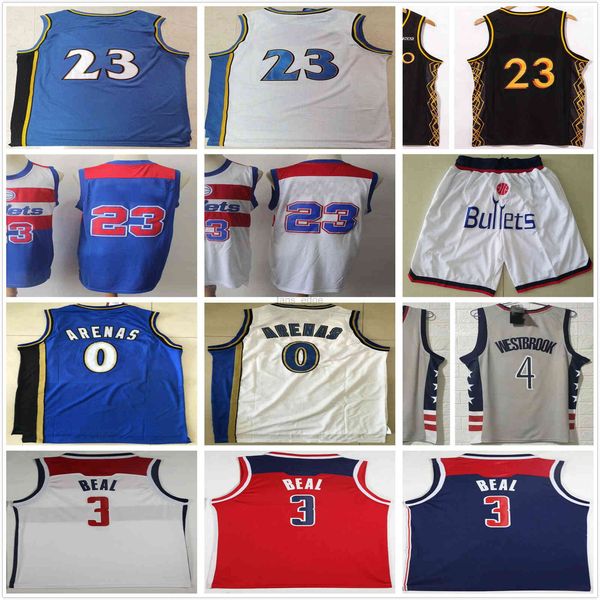 

ncaa bradley 3 beal 4 westbrook jerseys gray red blue white #23 retro vintage gilbert 0 arenas basketball jersey, Black;red