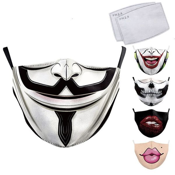 

masks big print fabric face funny clown mouth cover reusable protection dust washab xmim
