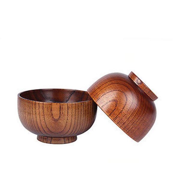

natual wood round salad bowl kitchen handmade children fruit rice bowl ivey3