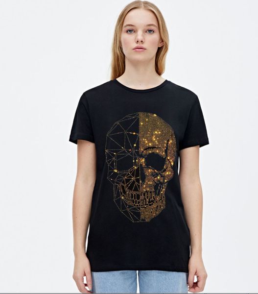 

woman miss t-shirt shirt girl diamonds neck cotton short sleeve ngym, White