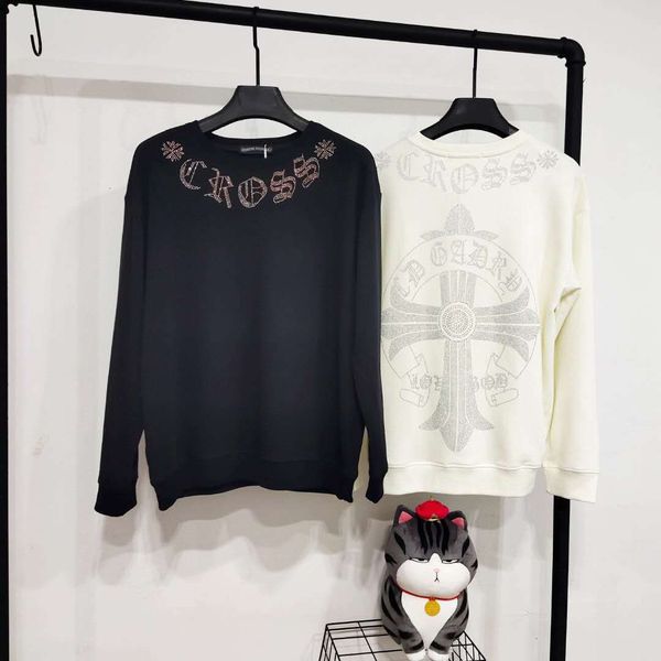 

brand new ch hearts crow heart drill gun flower cross letter crew neck sweater, Black