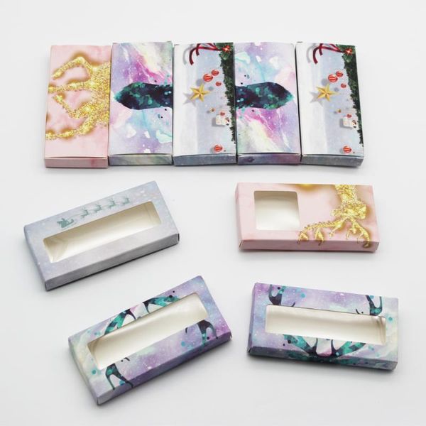 

false eyelashes rectangle christmas box multicolor gitter 10/20/30/50/100 pieces empty lash boxes packaging vendors wholesale