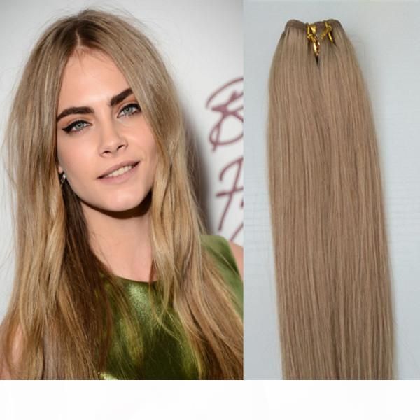 

elibess 20inch 50g pcs 4pcs pack straight silky soft 100% human remy hair weft weaving #16 light brown hair extensions, Black