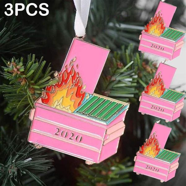 

2020 quarantine christmas ornament dumpster fire christmas ornament tree wooden pendants gift home decor