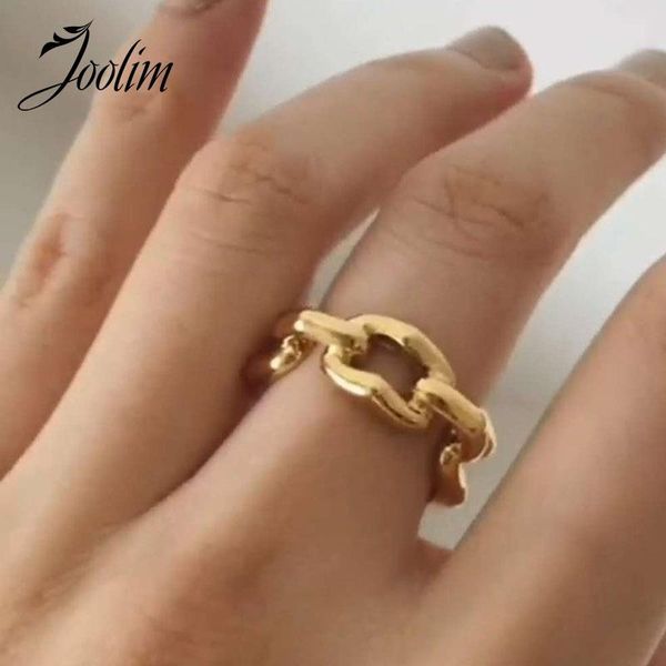 

cluster rings joolim high end chunky stainless steel for women, Golden;silver