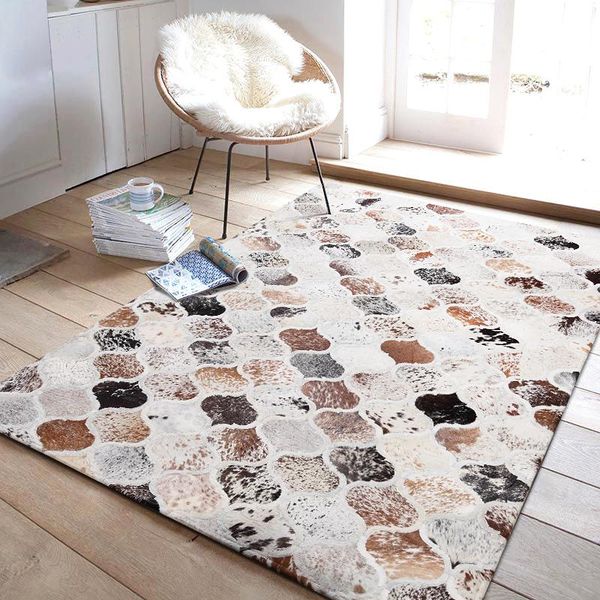 

carpets natural cowhide fur handmade rug for living room luxury seamed patchwork carpet big size decoration office