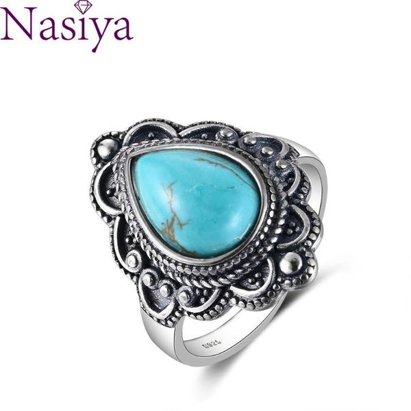 

cluster rings s925 sterling silver turquoise gemstone natural moonstone lapis ruby ring for women gift fine jewelry, Golden;silver