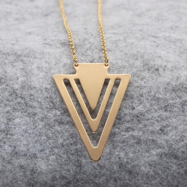 

pendant necklaces triangle charm chevron necklace simple stainless steel geometric jewelry drop accepted yp6423, Silver