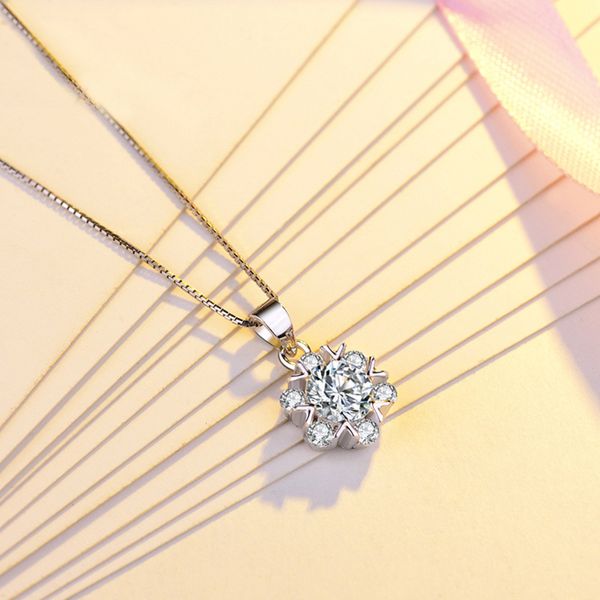 

exquisite microstructure zircon pendant snowflake sterling silver pendant necklace fashion jewelry