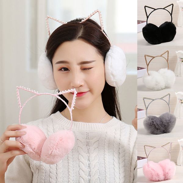 

2021 последние твердые меховые наушники cat симпатичный плюшевый earmuffs цвета зимних теплой стяжки для девочек наушники обложка new