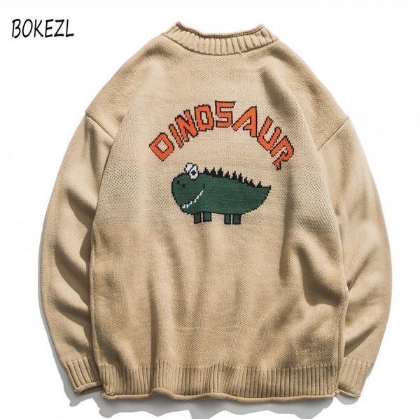 

dinosaur lovely sweater men 2020 winter pullover men's sweaters oversized boy student sweater black khaki, White;black