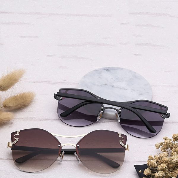 

designer sunglasses limted fashion men women metal vintage sunglasses style square semi-rimless uv 400 c sunglass box 2202171d, White;black