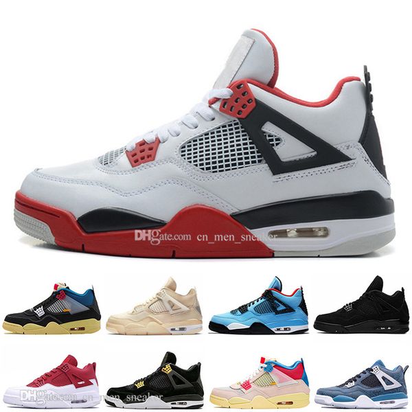 

4 4s guava ice bred sail black cat men basketball shoes what the cjp white cements royalty fire red mens women sports sneakers, White;red