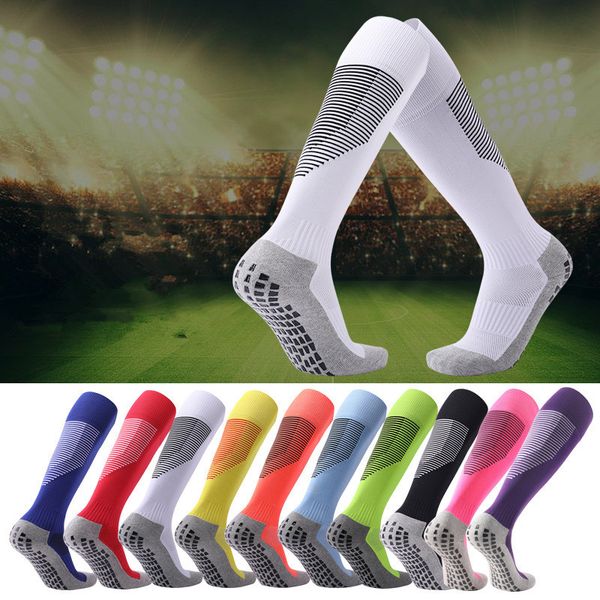 

long designer football socks non-slip basketball traning towel bottom over knee hose soccer socks for men thick towel sports socks eu39-eu45, Black
