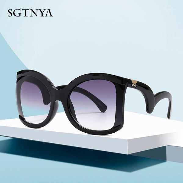 

sgtnya new fashion retro sunglasses big frame cat eye glasses selling women's personality trend sunglasses uv4001, White;black
