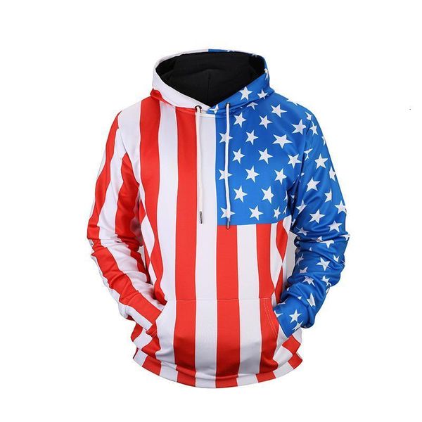 

new fashion hooded sweatshirt men 3d hoodies print red white blue usa flag pullover men clothes streetwear brand, Black