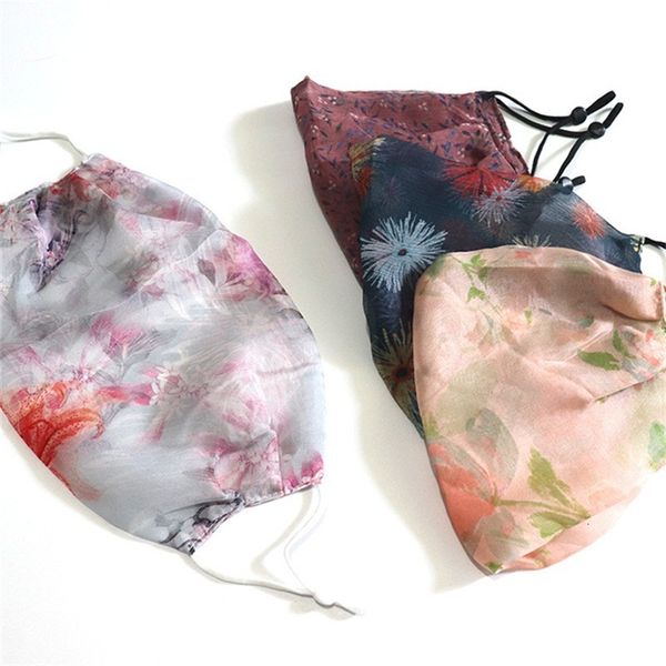 

factorynwhuprotective mulberry face mask fashion silk mouth respirator anti dust reusable mascarilla washable sunshade flower apply