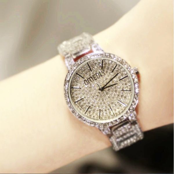 

genuine starry steel belt womens watch with rhinestones vintage scale quartz watch waterproof graceful and fashionable womens watch fashion, Slivery;brown