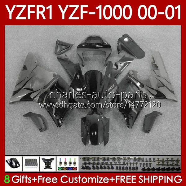 OEM-Verkleidungen für Yamaha YZF-R1 YZF1000 YZF R 1 1000 CC YZFR1 00 01 02 03 Karosserie mit grauen Flammen 83Nr.94 YZF R1 1000CC 2000 2001 2002 2003 YZF-1000 00-03 Motorrad-Bodykit
