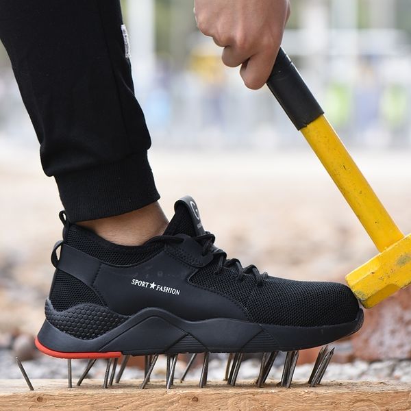 

new men's breathable steel toe cap anti smash protective work shoes short boots men puncture proof safety shoes y200915, Black;brown