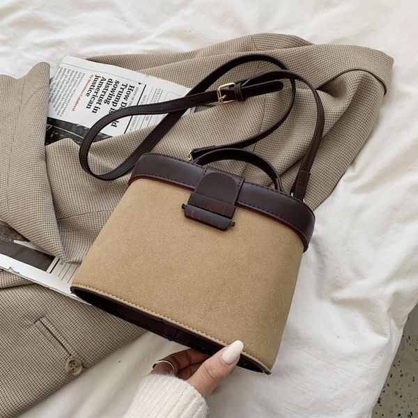 

shoulder bags korean version small bag women's 2021 fashion hand-held frosted versatile one messenger retro bucket