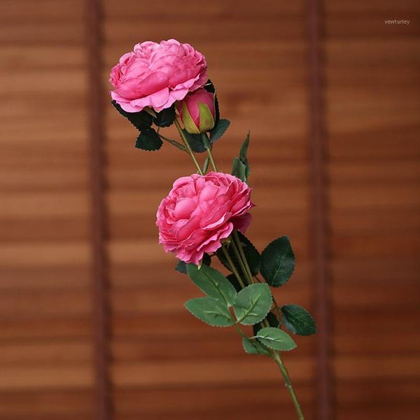 

decorative flowers & wreaths 10 pcs/lot european artificial flower 3 heads peony wedding for home decor silk rose wreath fake bouquet1