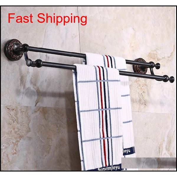 

wholesale and retail luxury oil rubbed bronze black towel rack holder dual towel bars flower carved towel ra qylygi sports2010