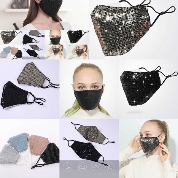 

reusable fashion pm2.5 mask face bling 3d washable care shield sun color gold elbow sequinklfz 1yo3