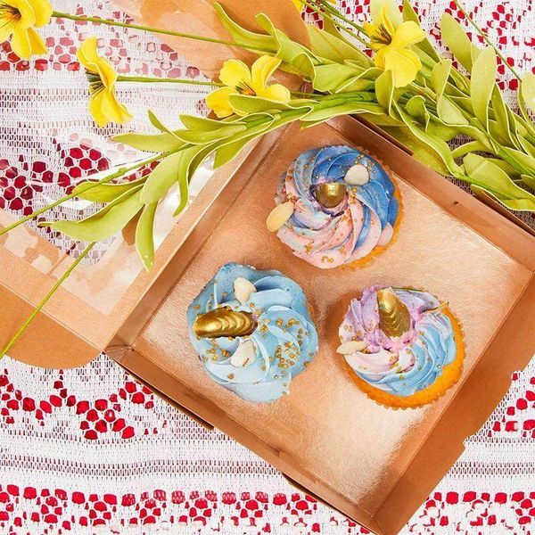 

50x kraft pastry bakery box with window for cookies cupcakes donuts muffins