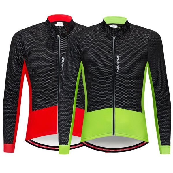 

cycling jacket men's autumn and winter fleece warmth breathable and comfortable bicycle long-sleeved chirt cold-proof slim, Black;red