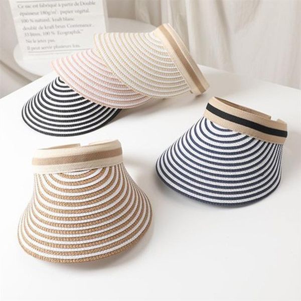

1pc fashion empty hat leisure sun block straw hat for summer outdoor (pink, Blue;gray