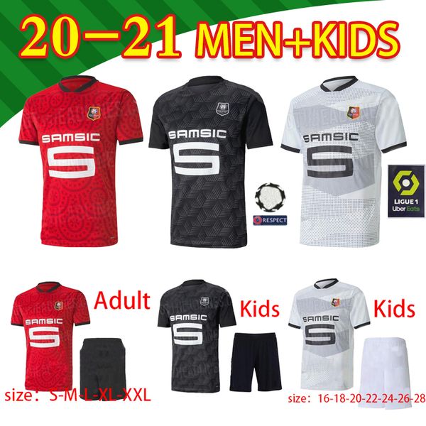

thailand rennes soccer jersey 2020 2021raphinha niang terrier j.martin stade rennais fc bourigeaud home away men kids kit football shirts, Black;yellow