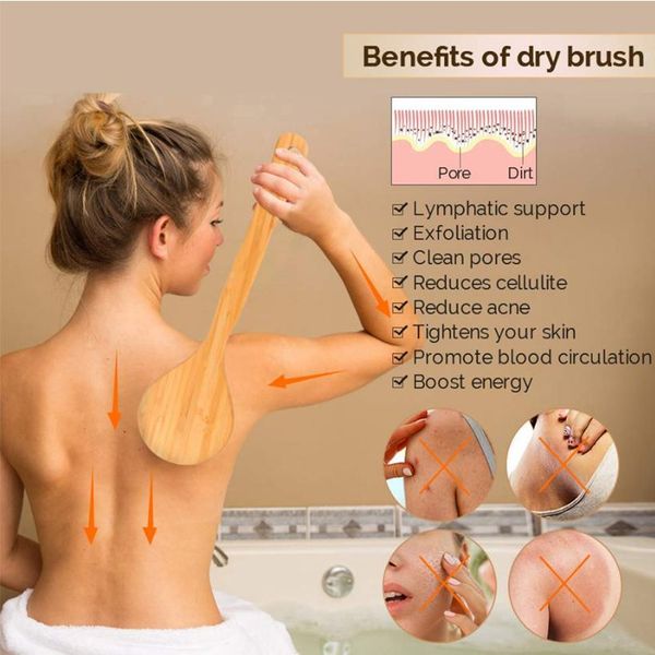 

treesmile natural bristle bath brush exfoliating wooden body massage shower brush spa woman man skin care dry body brush d40 wmtucg