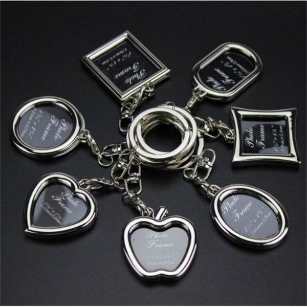 

chain apple p round heart frame oval key rhombus shape metal alloy keychain, Silver