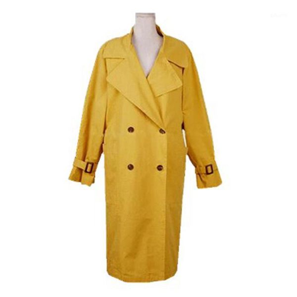 

womens trench coats windbreaker women's long korean spring new yellow thin coat female joker over knee coat1, Tan;black