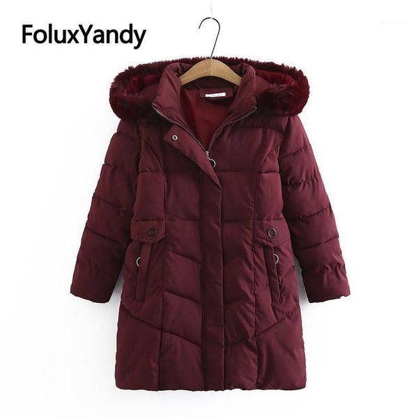 

red black thick winter parka coat for women faux fur trim hooded casual plus size parkas warm outerwear kkfy51161