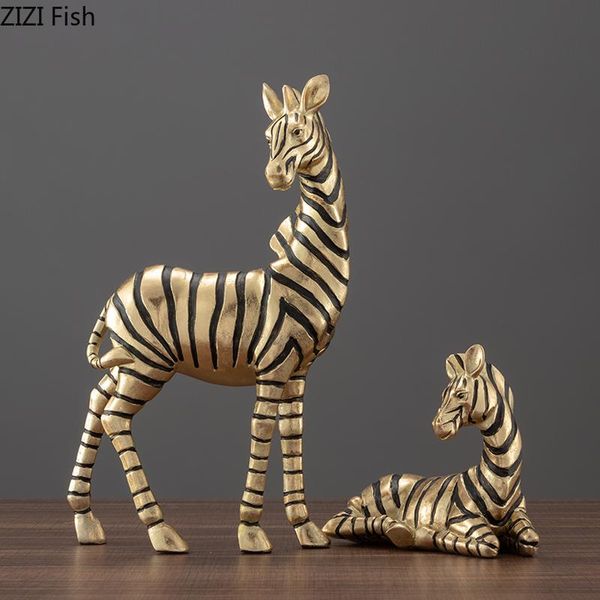 

decorative objects & figurines black strips retro golden zebra desk decoration ornaments resin horse statue study office furnishings vintage
