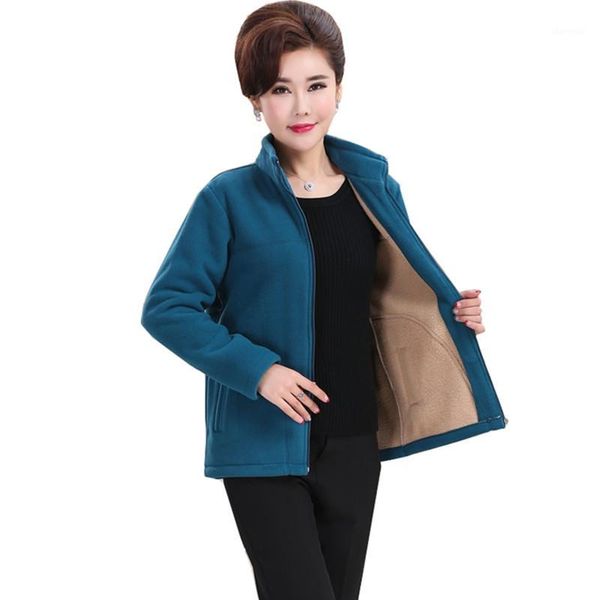 

middle-aged mothers autumn winter warm jacket plus size loose collar polar fleece short coat casual cotton long-sleeve outerwear1, Black;brown