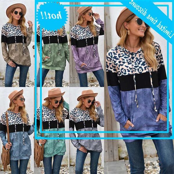 

2021 new european american women herf and winter luipaard print stitches hooded